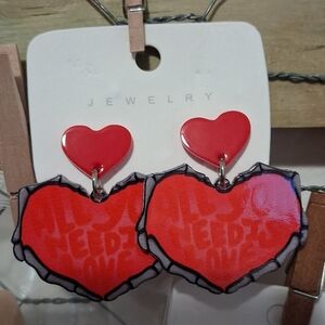 Fashion Jewelry Red Heart Earrings